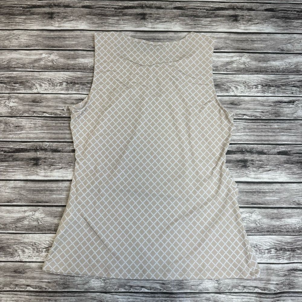 New York & Company Beige Geometric Keyhole Sleeveless Tank - Picture 12 of 12
